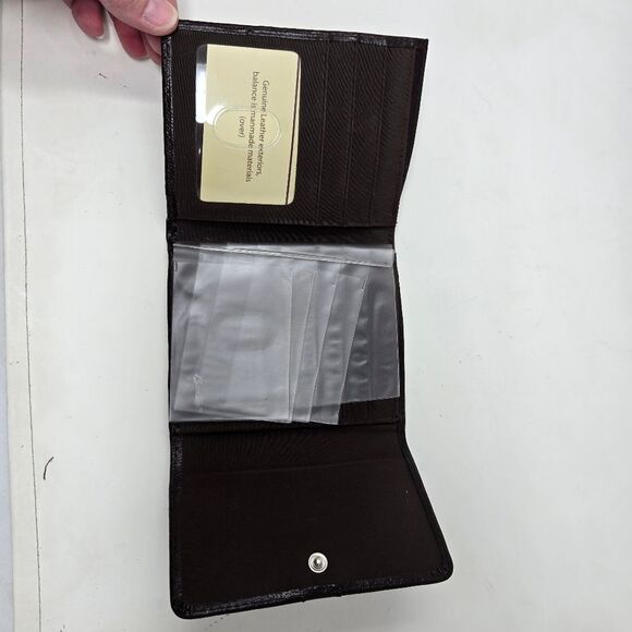 BUXTON Leather Trifold Kiss Lock Leather Wallet NOS Deep Chestnut Brown - Picture 5 of 11